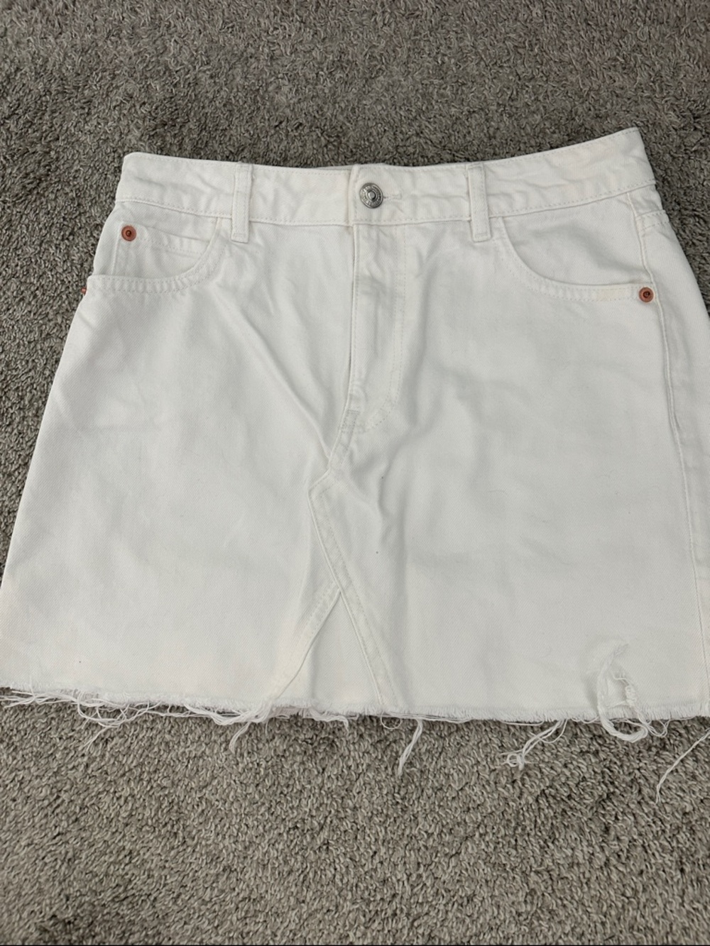 Mango White Denim Mini Skirt